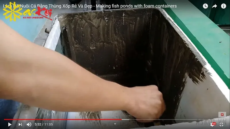 Làm bể cá bằng thùng xốp xi măng