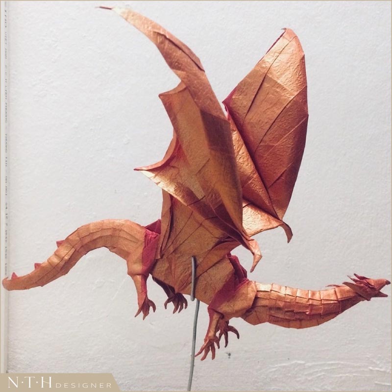 Mẫu gấp giấy hình con Rồng Origami - Dragon Designed by Lam Nhat Phat