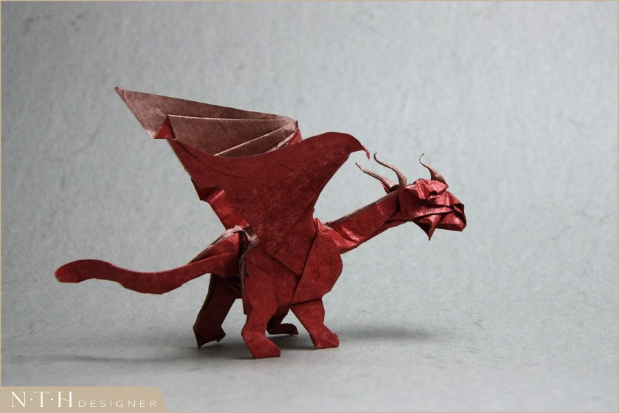 Mẫu giấy xếp hình con Rồng Origami - Dragon Designed by Zhangyifan