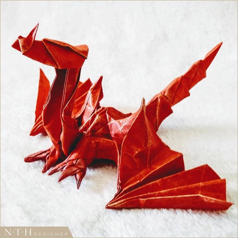 Mẫu gấp giấy Origami hình con Rồng - Spiky Dragon