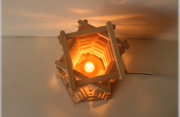 Cách làm đèn ngủ từ que kem gỗ