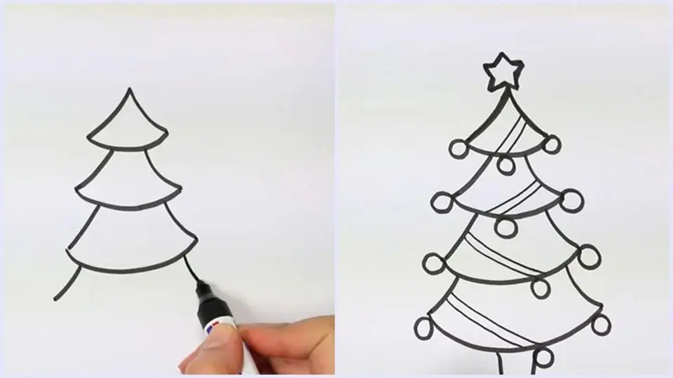 Cách vẽ cây thông Noel