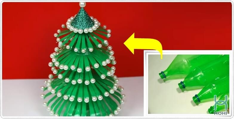 Cách làm cây thông noel bằng chai nhựa đơn giản mà đẹp nhất - Học May