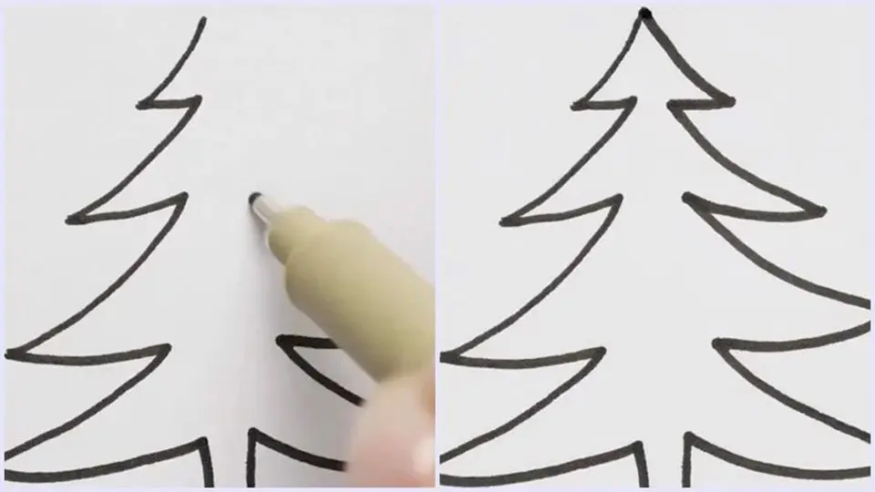 Một cách vẽ đơn giản khác về cây thông Noel