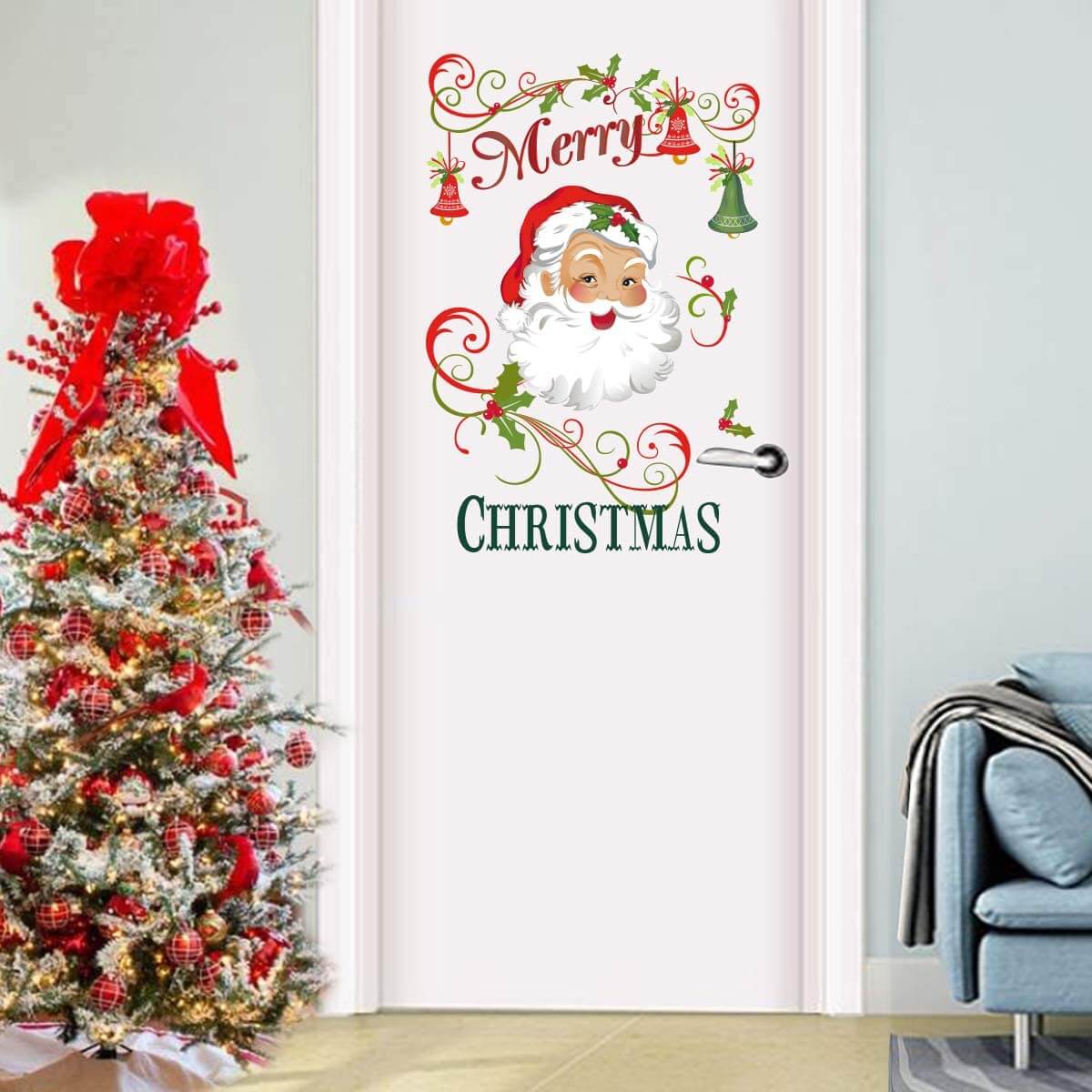 Trang trí cánh cửa phòng ngủ Giáng Sinh