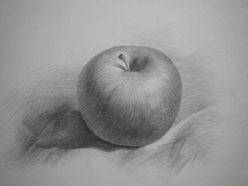 tranh vẽ chì tĩnh vật quả táo