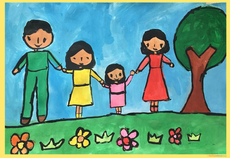Tranh vẽ tự chọn gia đình hạnh phúc