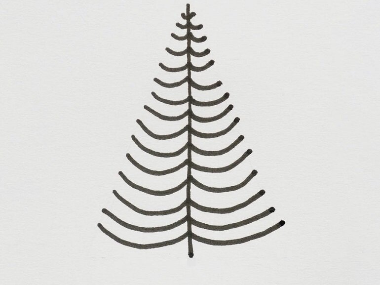 Cách vẽ cây thông Noel đẹp mà đơn giản