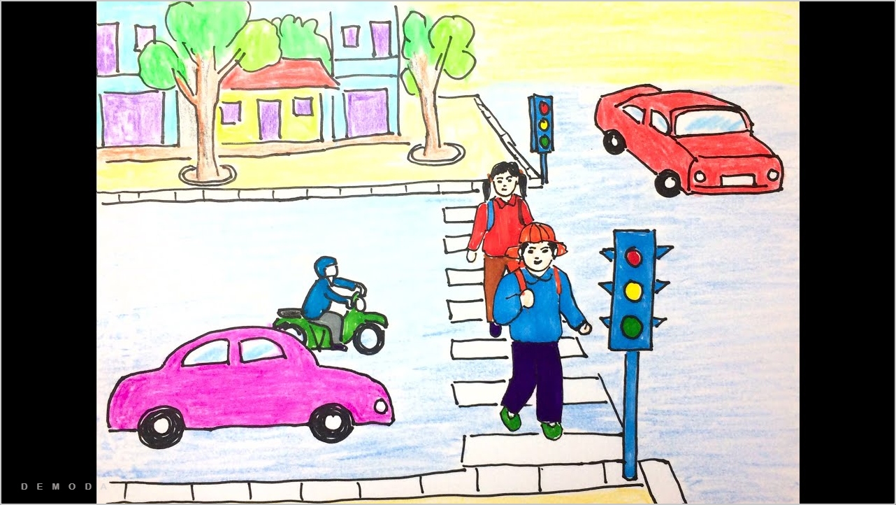 Top mẫu vẽ tranh an toàn giao thông đẹp và ý nghĩa - Trường THPT Vĩnh Thắng