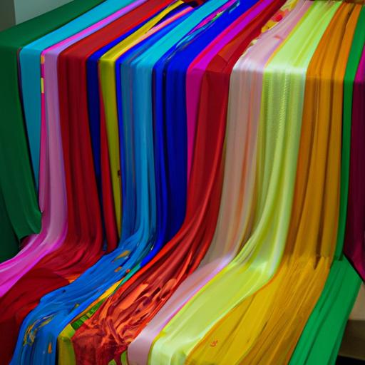 Một bảng trưng bày các màu vải lụa khác nhau được sử dụng để may áo dài