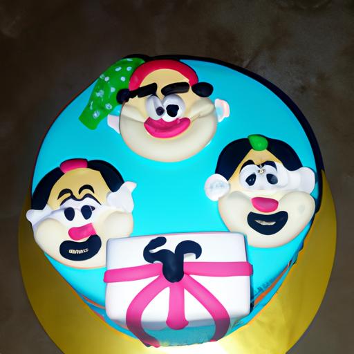 Bánh sinh nhật được thiết kế với hình ảnh nhân vật hoạt hình