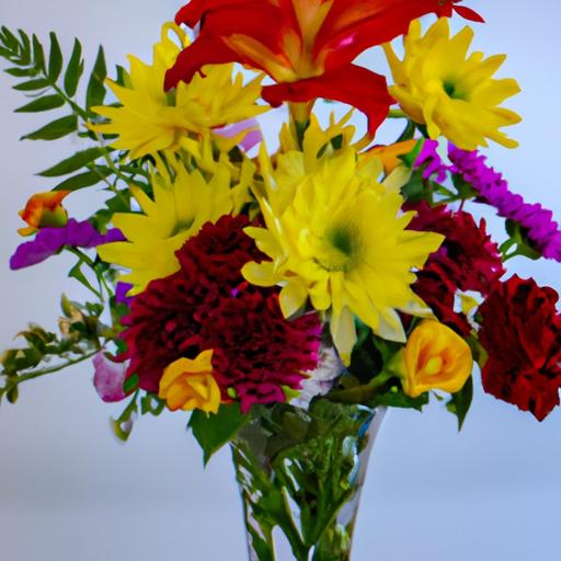 Một bình hoa đầy màu sắc với sự sắp xếp tuyệt đẹp
