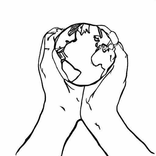 Bức vẽ tay Trái Đất với đứa trẻ nắm giữ nó trong lòng bàn tay