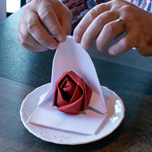 Cách gấp hoa hồng bằng giấy ăn