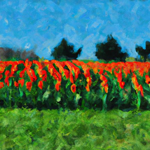 Bức tranh kỹ thuật số về cánh đồng hoa tulip