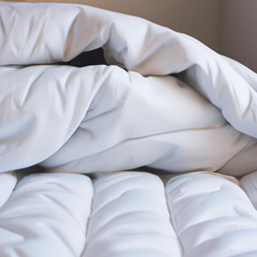 Một tấm chăn lông vũ sang trọng trên một chiếc giường ấm áp