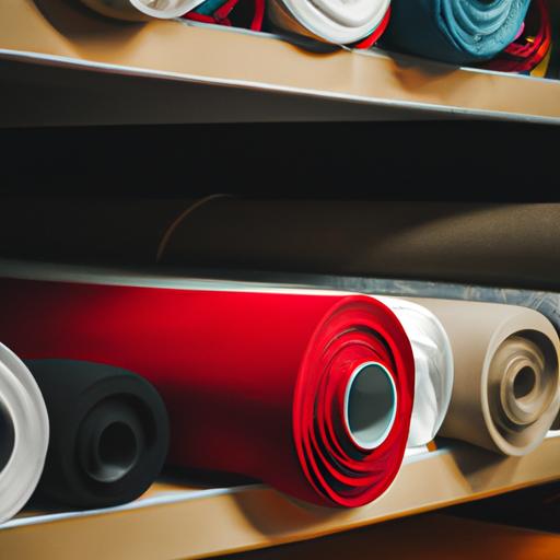 Cuộn vải đầy màu sắc trong xưởng dệt