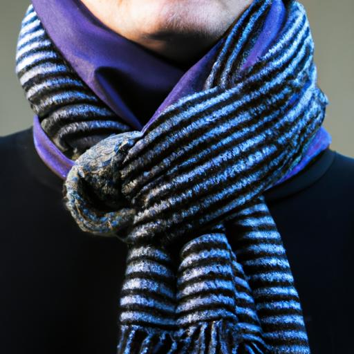 Một người đàn ông đang mặc chiếc khăn len đan cách điệu độc đáo