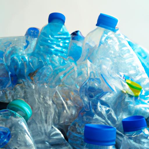 Đống chai nhựa đang chờ được tái chế