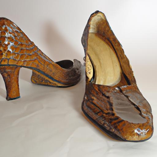 Đôi giày cao gót da cá sấu handmade.