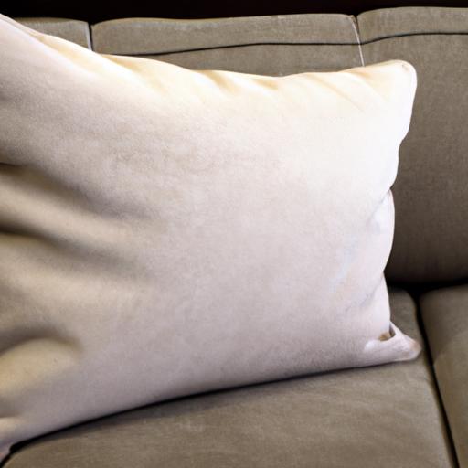 Một cái gối lông vũ mềm mại trên một chiếc ghế sofa thoải mái
