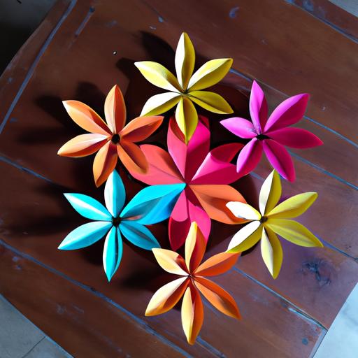 Trang trí bàn ăn với hoa giấy năm cánh đa sắc