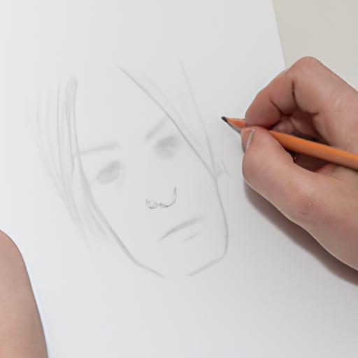 Họa sĩ vẽ chân dung trên giấy trắng bằng bút chì