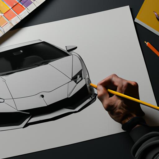 Họa sĩ vẽ một chiếc Lamborghini