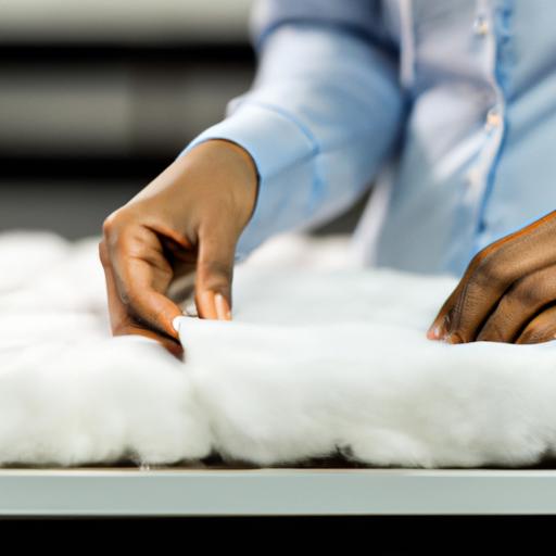 Nhân viên đang thực hiện kiểm tra chất lượng vải tại công ty cổ phần may Việt Ý Hưng Yên
