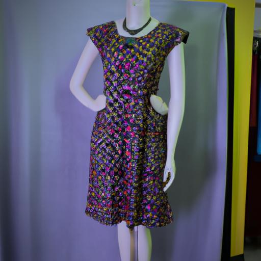Mẫu váy lụa sang trọng trên búp manocan, thiết kế và sản xuất bởi công ty dệt lụa Nam Định.