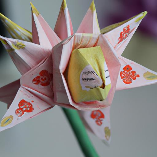 Một bông hoa giấy được làm từ tiền Việt Nam