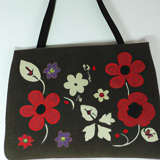 Một chiếc túi vai vải nỉ có họa tiết hoa