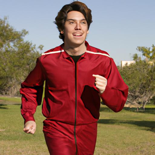 Người đàn ông chạy bộ trong bộ đồ thể thao vải ruby