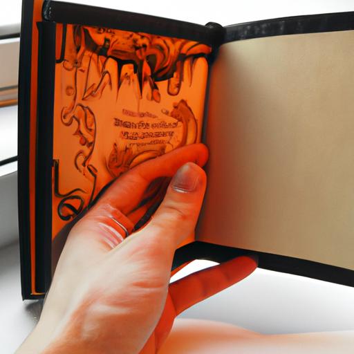 Một người cầm một cuốn sổ nhật ký handmade mở với hình minh họa được vẽ tay trên trang giấy.