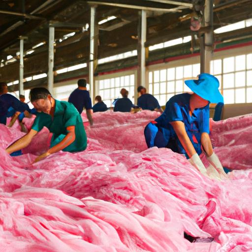 Nhóm công nhân Việt Nam phân loại vải tại Nga