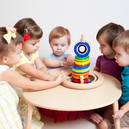 Một nhóm trẻ em đang chơi với những đồ chơi thân thiện với môi trường