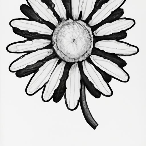 Bức tranh vẽ hoa cúc đen trắng bằng mực trên giấy A4
