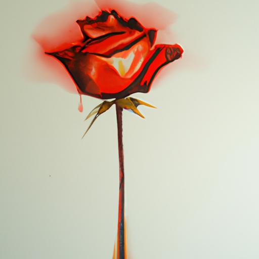 Tranh thủy mặc vẽ một bông hồng trên giấy A4