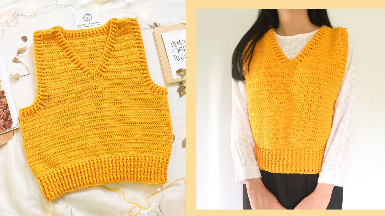Crochet Vest| Hướng dẫn móc áo gile cổ V kiểu cơ bản| Vyvascrochet - YouTube