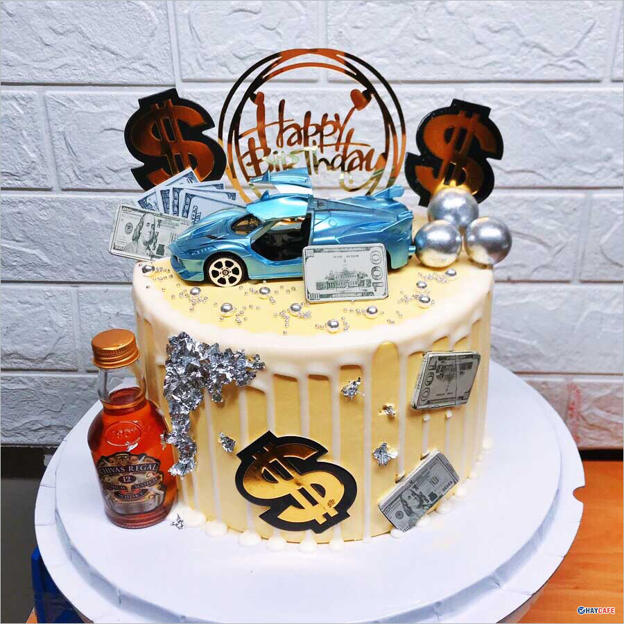 Bánh kem bơ xe hơi đơn giản sang trọng cho nam sinh nhật  Tiny Pretty Cake